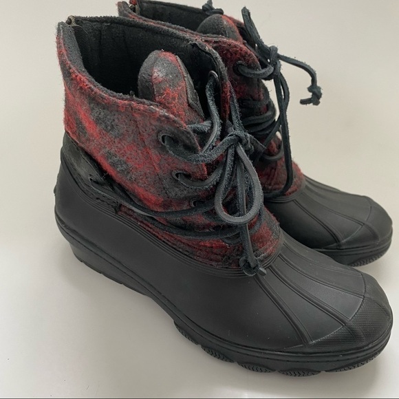 Sperry Top Sider Saltwater Duck Boots Back Zip Plaid Women's Size 5 M - Picture 9 of 9